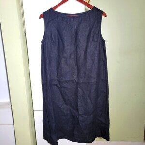 Fog Linen Work sleeveless shift tank tshirt midi dress black small